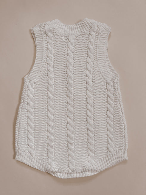 luna-luca-cable-knit-summer-romper-white Luna and Luca Newborn Baby Clothes